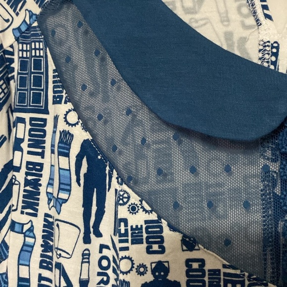 TORRID BBC DR.WHO WO SIZE 2(2X)DRESS BLUE PETER PAN COLLAR SHEER INSET BUTTONS - Picture 9 of 12